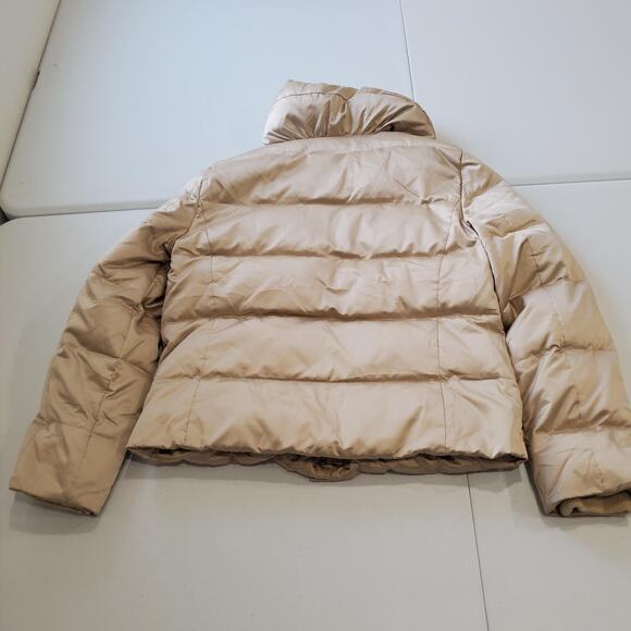 Ann Taylor Jacket Womens Medium Beige Down Puffer Short Coat Fleece Lined - Picture 2 of 11
